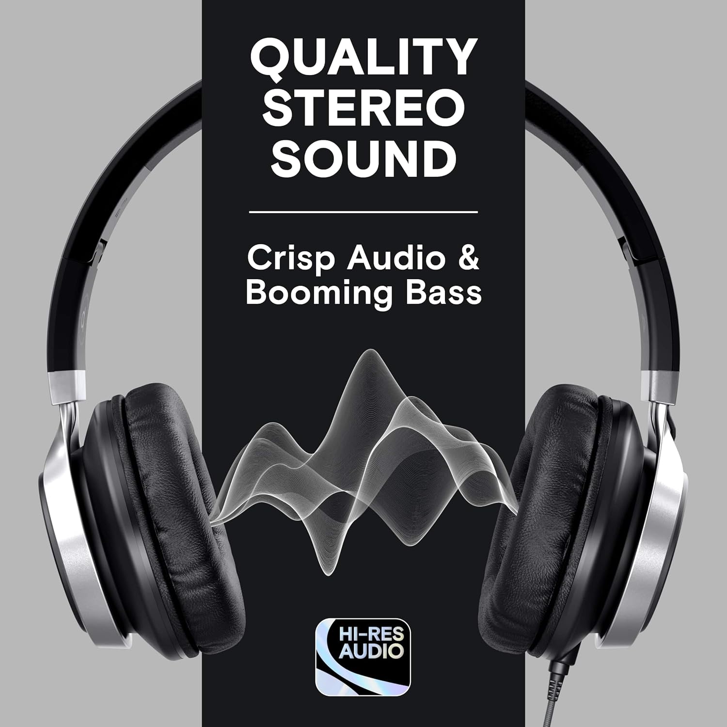 CL750 Wired Headphones with Mic & Volume Control — Noise Isolating On-Ear Headphones for Computer and Laptop Wired, Plug in Corded Headphone over Ear with Wire (Foldable, Aux Jack 3.5Mm)