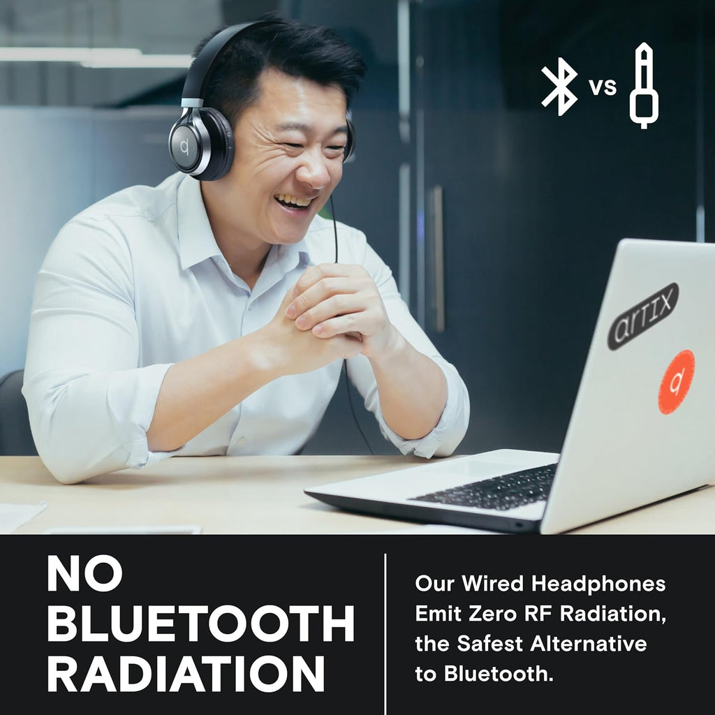 CL750 Wired Headphones with Mic & Volume Control — Noise Isolating On-Ear Headphones for Computer and Laptop Wired, Plug in Corded Headphone over Ear with Wire (Foldable, Aux Jack 3.5Mm)