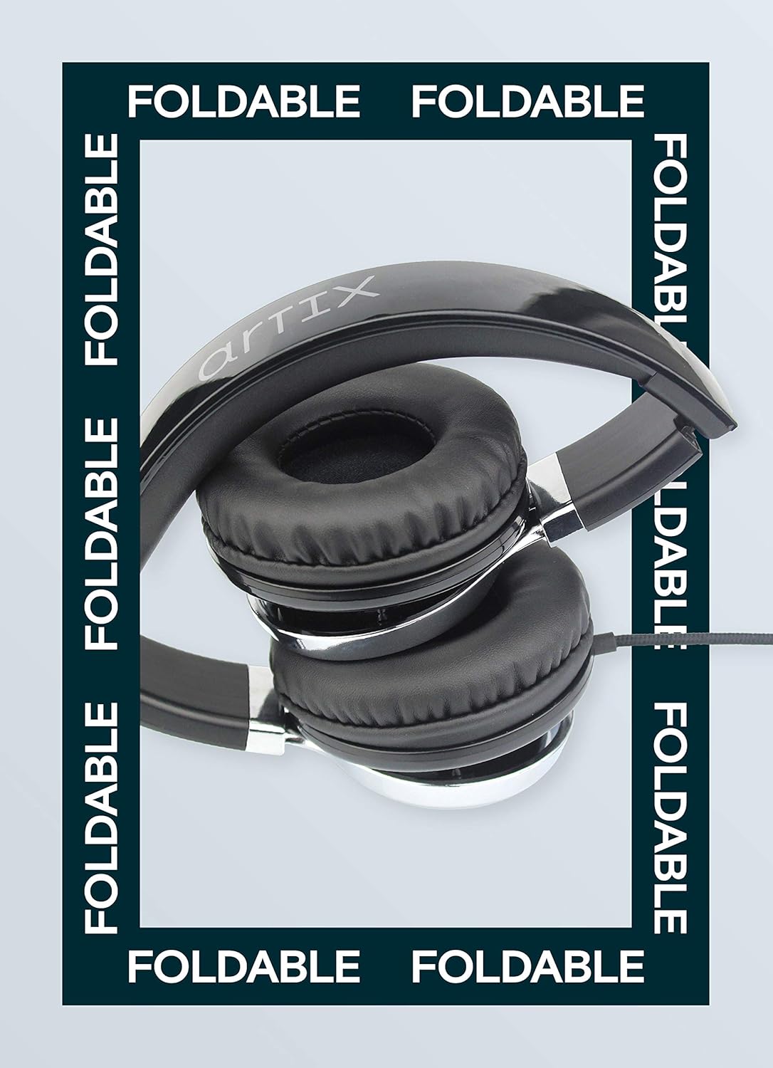 CL750 Wired Headphones with Mic & Volume Control — Noise Isolating On-Ear Headphones for Computer and Laptop Wired, Plug in Corded Headphone over Ear with Wire (Foldable, Aux Jack 3.5Mm)