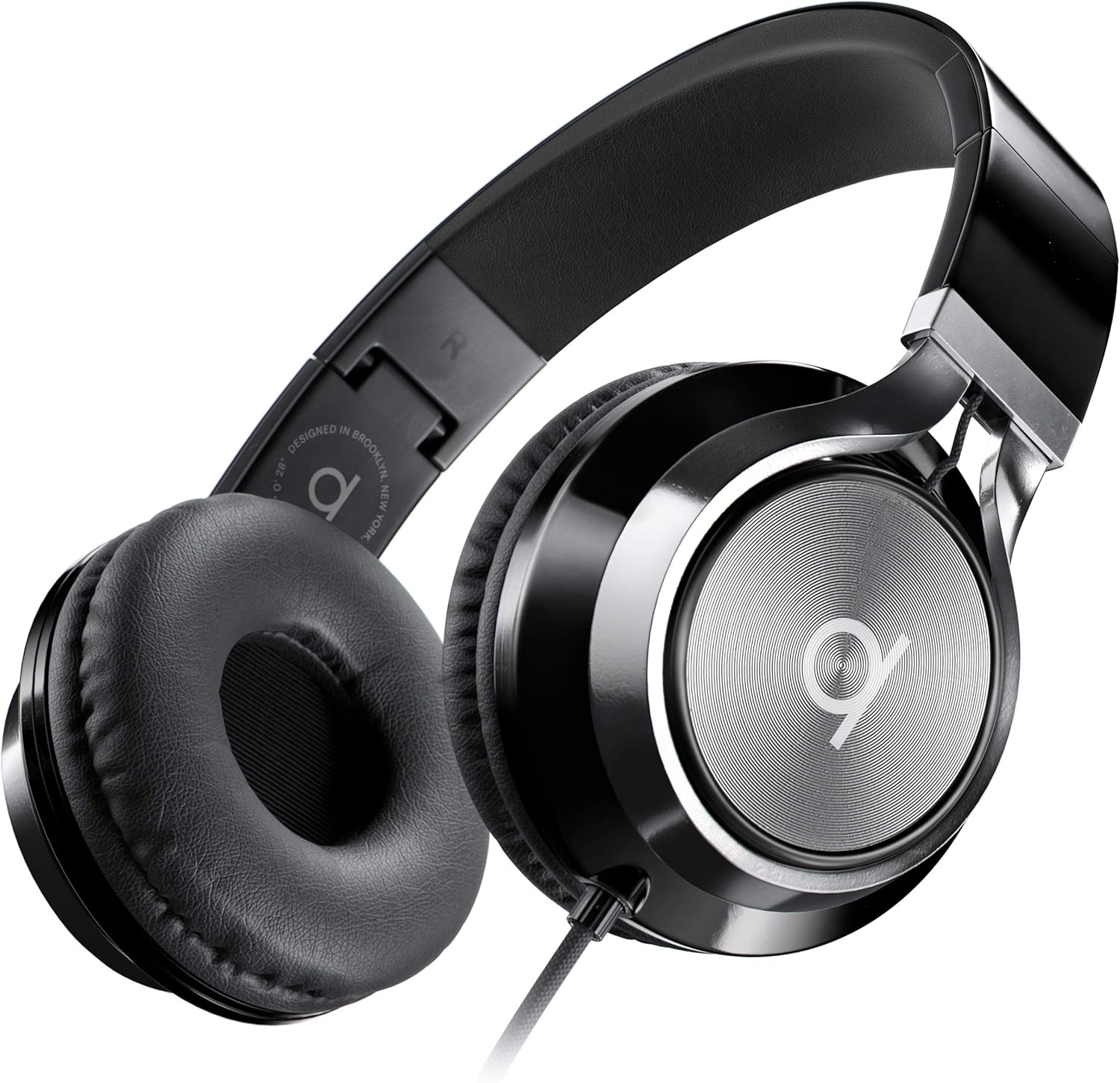 CL750 Wired Headphones with Mic & Volume Control — Noise Isolating On-Ear Headphones for Computer and Laptop Wired, Plug in Corded Headphone over Ear with Wire (Foldable, Aux Jack 3.5Mm)