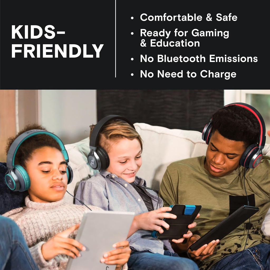 CL750 Wired Headphones with Mic & Volume Control — Noise Isolating On-Ear Headphones for Computer and Laptop Wired, Plug in Corded Headphone over Ear with Wire (Foldable, Aux Jack 3.5Mm)